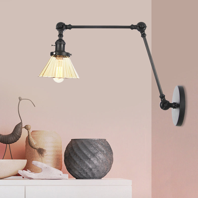 Nova Industrial Cone Glass Wall Sconce