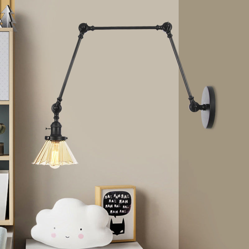 Nova Industrial Cone Glass Wall Sconce