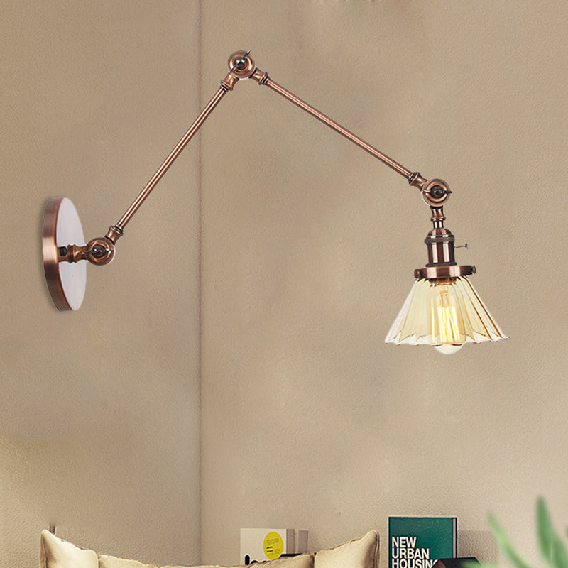 Nova Industrial Cone Glass Wall Sconce