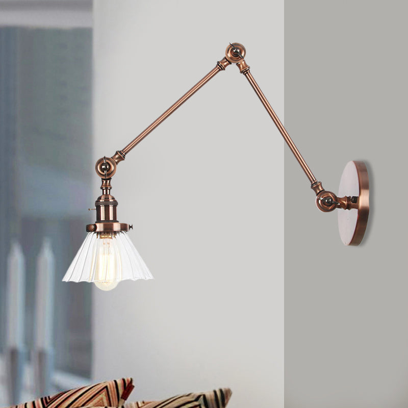 Nova Industrial Cone Glass Wall Sconce