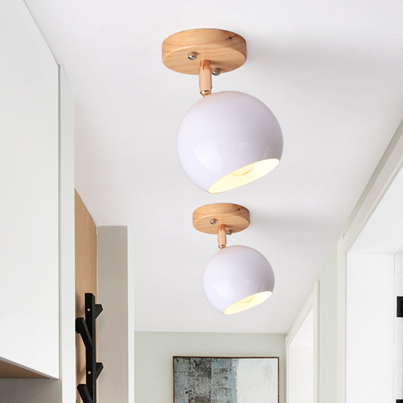 Plafonnier semi-encastré Léa Modern Ball avec pavillon en bois