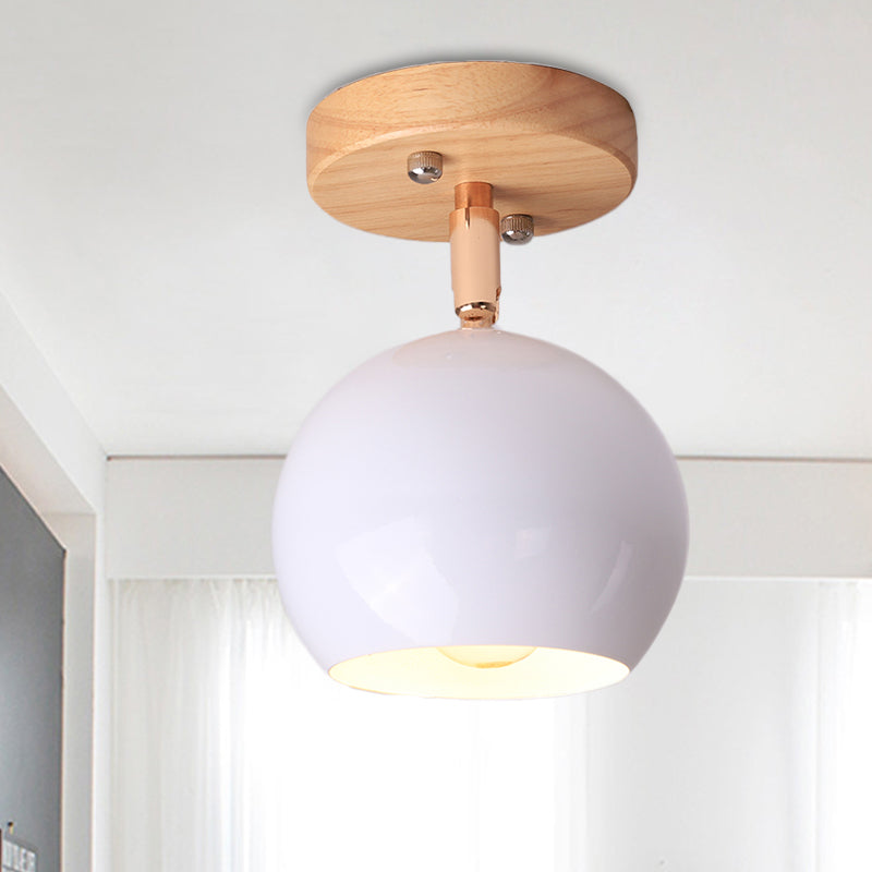 Plafonnier semi-encastré Léa Modern Ball avec pavillon en bois