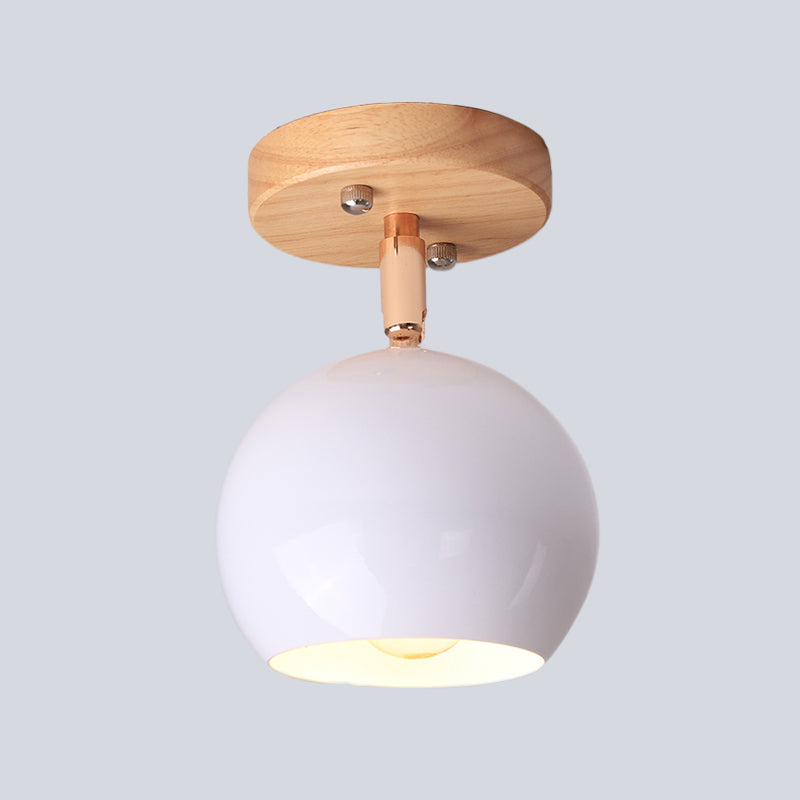 Plafonnier semi-encastré Léa Modern Ball avec pavillon en bois