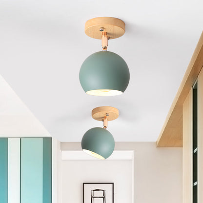 Plafonnier semi-encastré Léa Modern Ball avec pavillon en bois