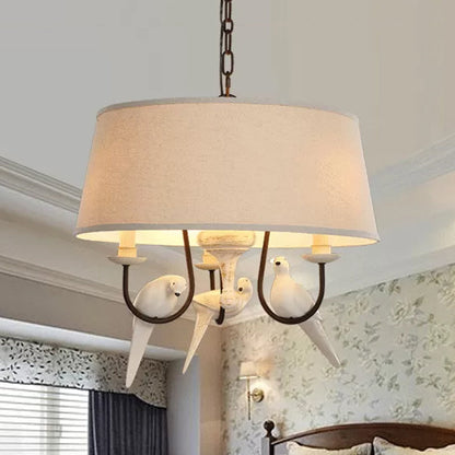 Suspension Chloé beige en tissu motif tambour et oiseaux