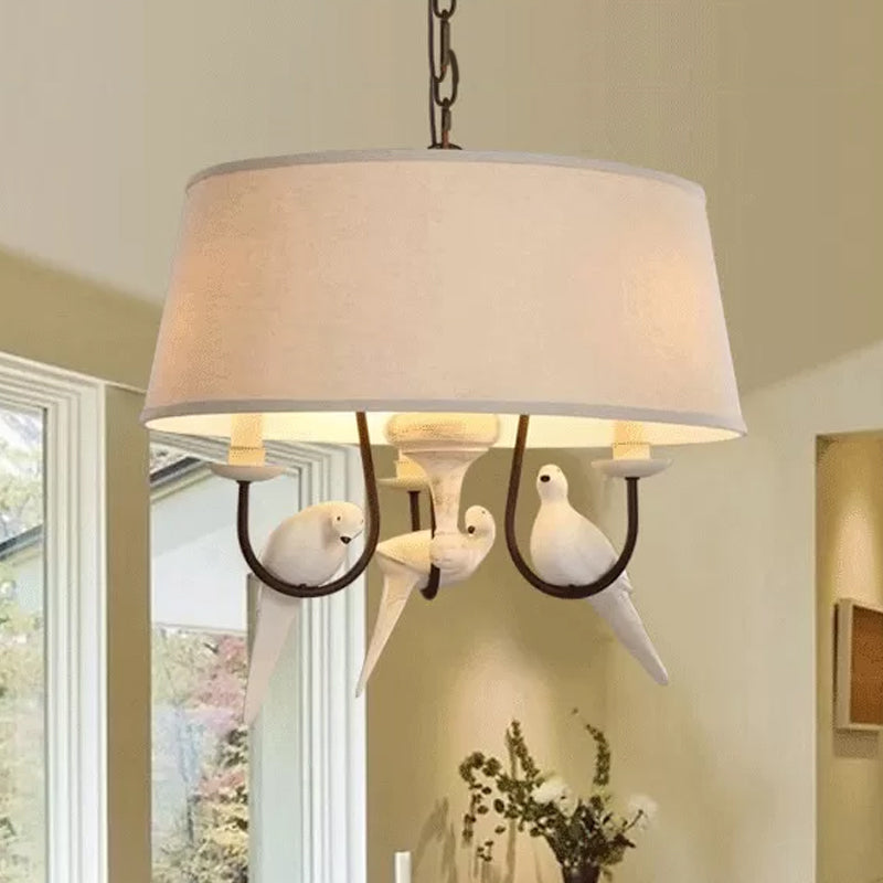 Suspension Chloé beige en tissu motif tambour et oiseaux