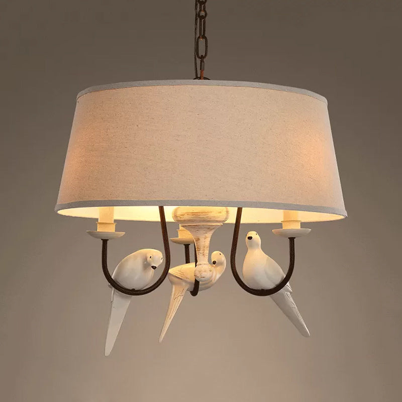 Suspension Chloé beige en tissu motif tambour et oiseaux
