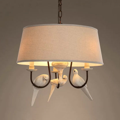Suspension Chloé beige en tissu motif tambour et oiseaux