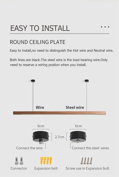 Amélie Oak & Walnut Linear Chandelier