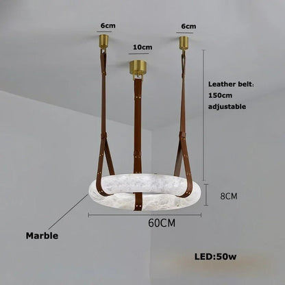 Pendentif de ceinture en albâtre et cuir Brigitte