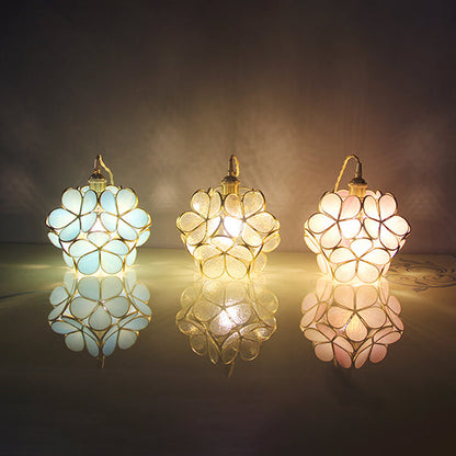 Aurélie Tiffany-Style Flower Pendant Light Blue Stained Glass