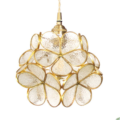 Aurélie Tiffany-Style Flower Pendant Light Blue Stained Glass