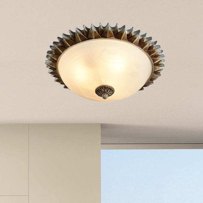 Plafonnier Geneviève Vintage Sunburst en verre opale