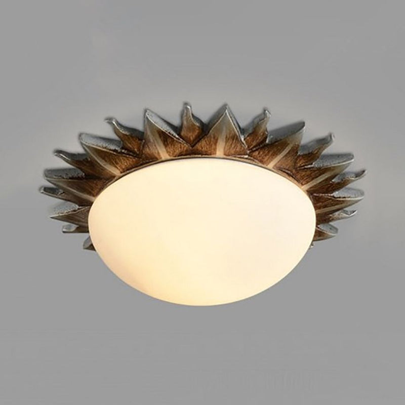 Plafonnier Geneviève Vintage Sunburst en verre opale