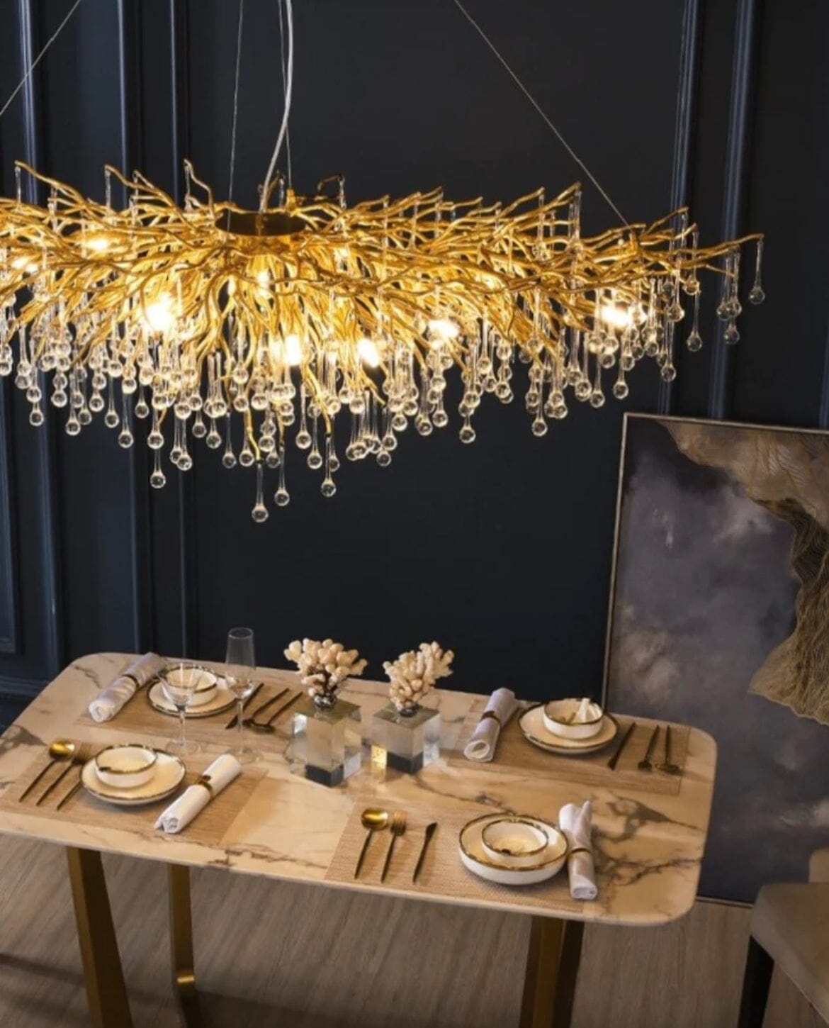 Lustre de luxe en cristal Noémie Waterdrop