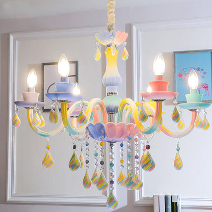 Élodie Blue Crystal Candlestick Lustre Enfant Suspension