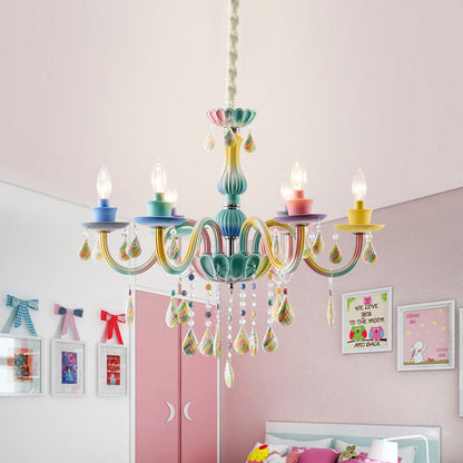 Élodie Blue Crystal Candlestick Lustre Enfant Suspension