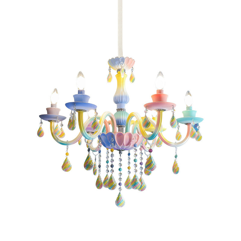Élodie Blue Crystal Candlestick Lustre Enfant Suspension