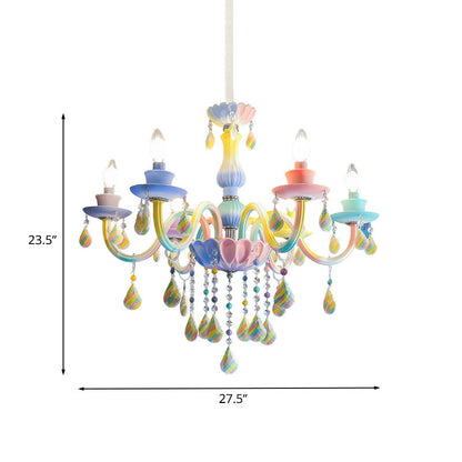 Élodie Blue Crystal Candlestick Lustre Enfant Suspension