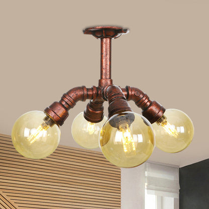 Plafonnier multi-lumières Colette Amber Glass Copper