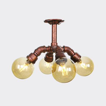 Plafonnier multi-lumières Colette Amber Glass Copper