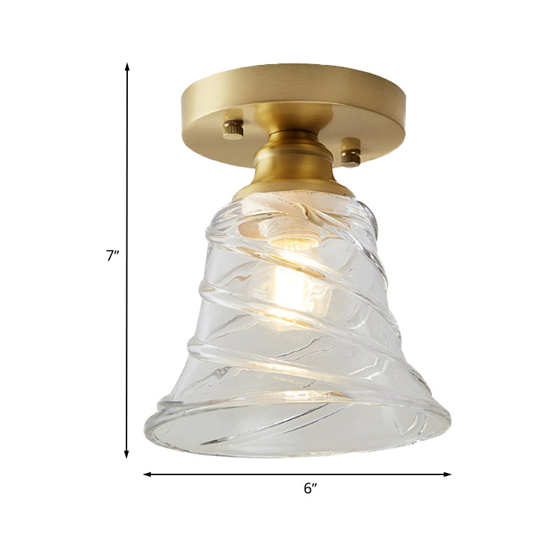 Plafonnier semi-encastré Élodie en laiton et verre, de style industriel