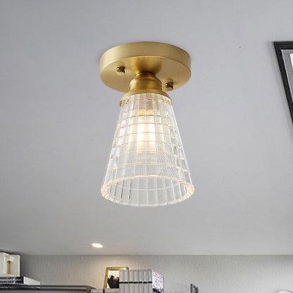 Plafonnier semi-encastré Élodie en laiton et verre, de style industriel