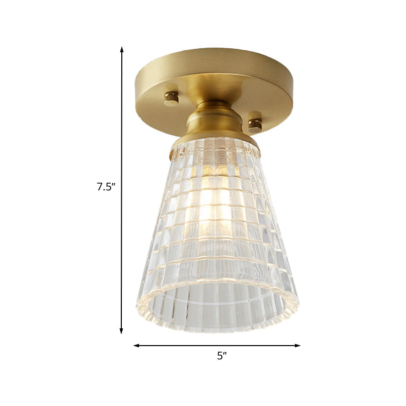 Plafonnier semi-encastré Élodie en laiton et verre, de style industriel