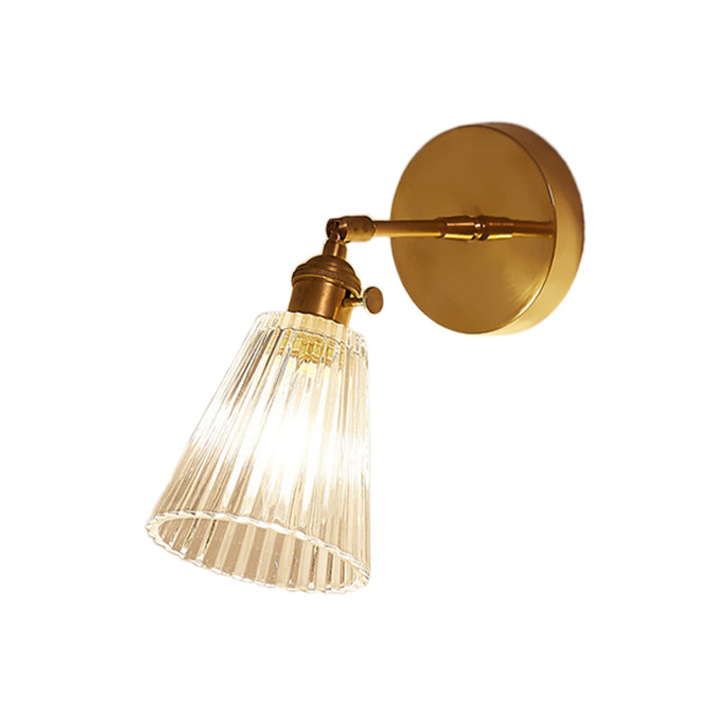 Mathilde Tapered Clear Textured Glass Wall Lamp with Brass Frame