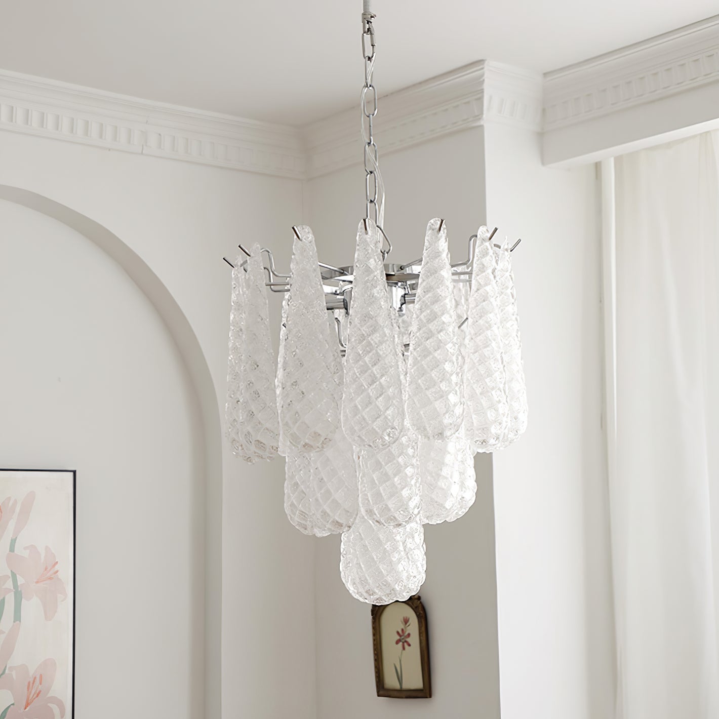 Lustre Thérèse voilé givré chutes de neige