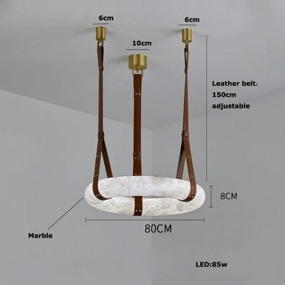 Pendentif de ceinture en albâtre et cuir Brigitte