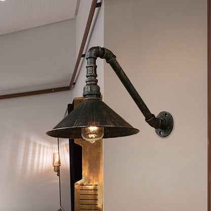 Émilie Antique Brass Cone Wall Sconce Farmhouse