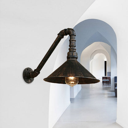 Émilie Antique Brass Cone Wall Sconce Farmhouse