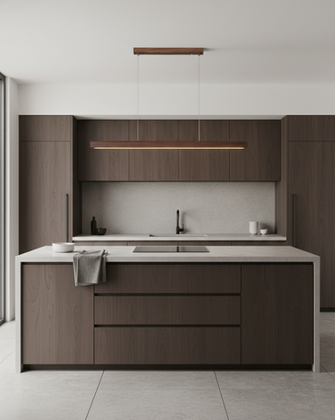 Elodie Minimal Walnut Wood Linear Chandelier