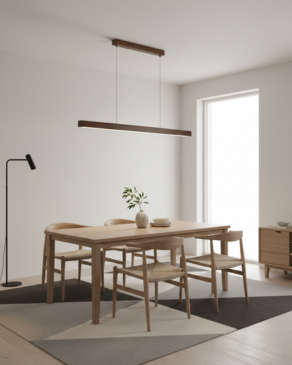 Elodie Minimal Walnut Wood Linear Chandelier