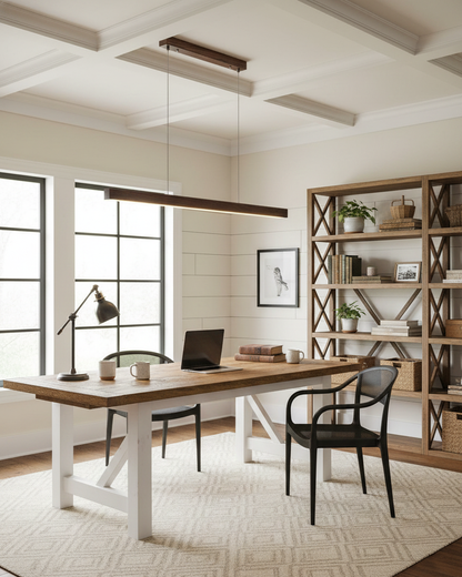 Elodie Minimal Walnut Wood Linear Chandelier