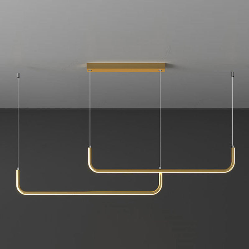 Lustre LED linéaire minimaliste Camille Plafonnier moderne or noir
