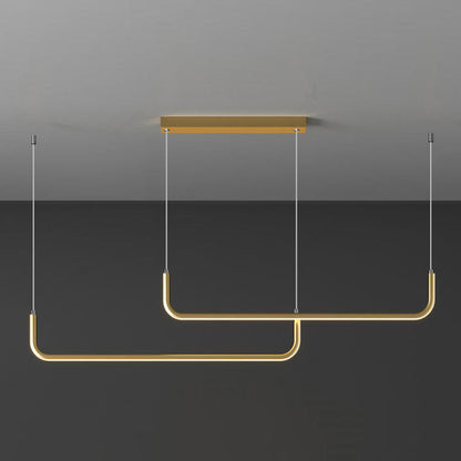 Lustre LED linéaire minimaliste Camille Plafonnier moderne or noir