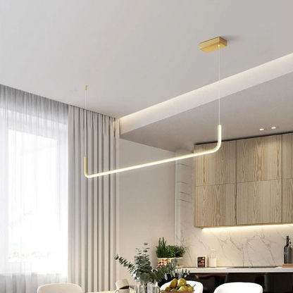 Lustre LED linéaire minimaliste Camille Plafonnier moderne or noir