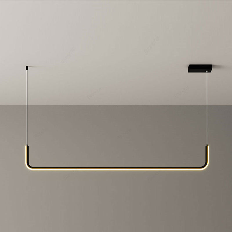 Lustre LED linéaire minimaliste Camille Plafonnier moderne or noir