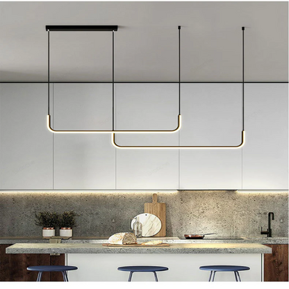 Lustre LED linéaire minimaliste Camille Plafonnier moderne or noir