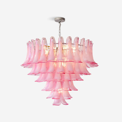 Lustre floral Émilienne, pétales de verre superposés avec structure métallique