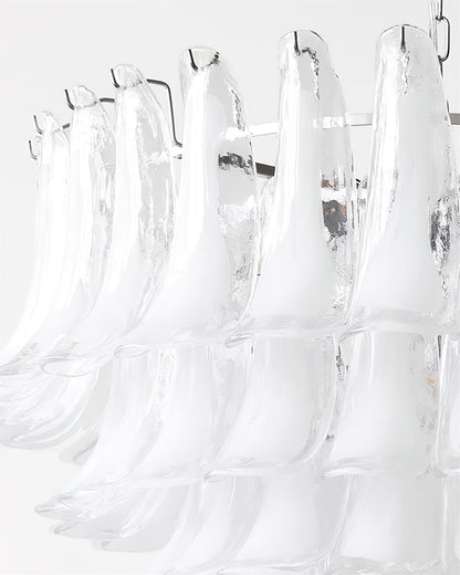 Lustre floral Émilienne, pétales de verre superposés avec structure métallique
