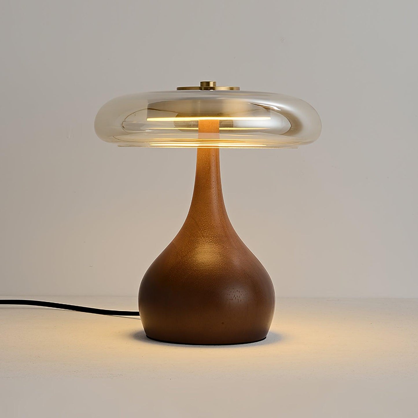 Élise Glass Table Lamp with Wooden Base and LED Dimmer