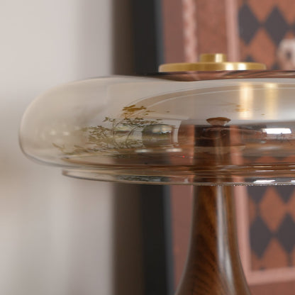 Élise Glass Table Lamp with Wooden Base and LED Dimmer