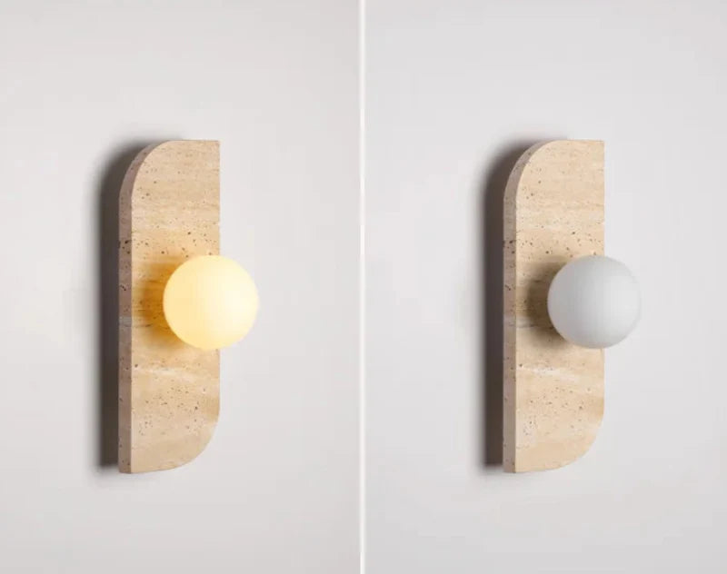 Élodie Arco Travertine LED Wall Sconce