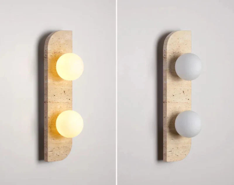 Élodie Arco Travertine LED Wall Sconce