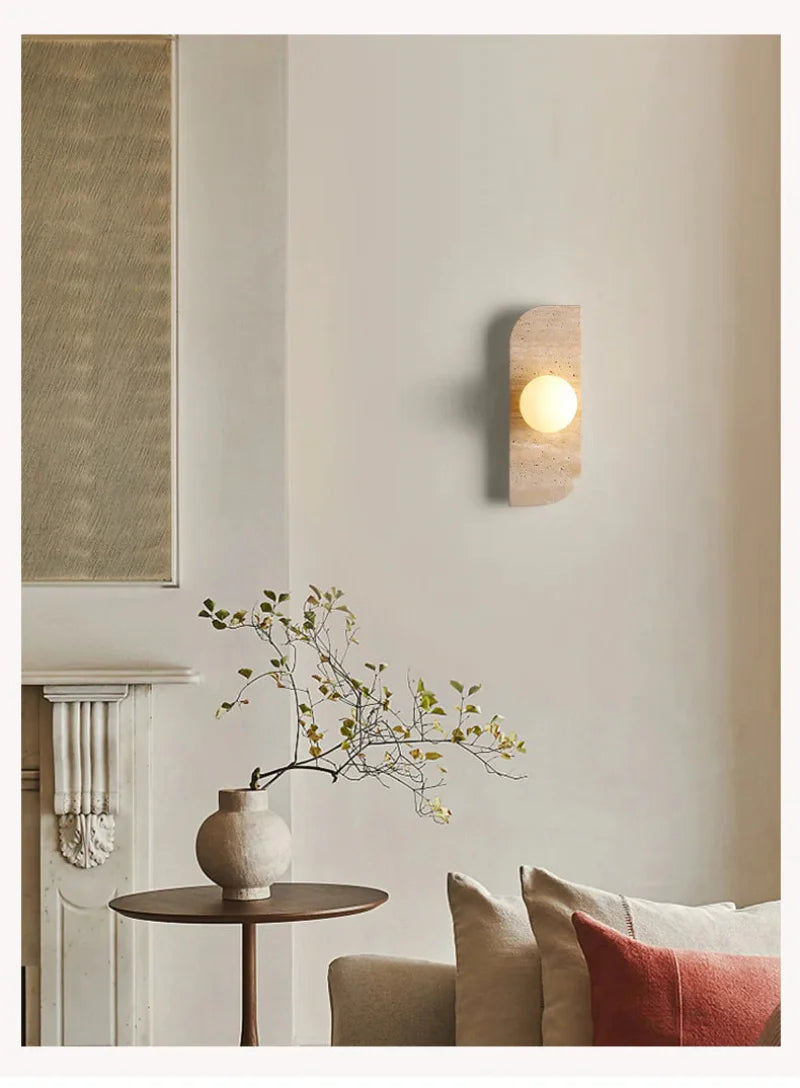 Élodie Arco Travertine LED Wall Sconce