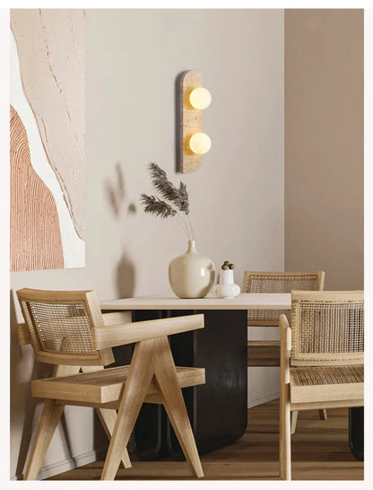Élodie Arco Travertine LED Wall Sconce