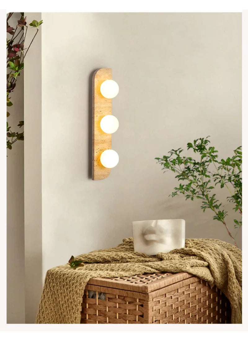 Élodie Arco Travertine LED Wall Sconce
